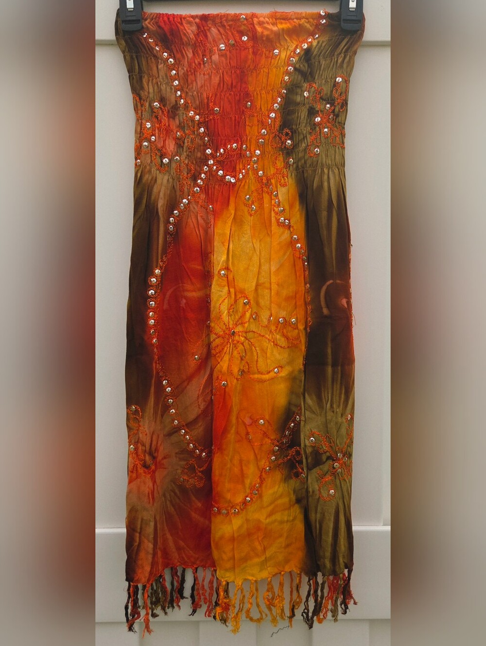 Embellished Ombre Maxi Dress / Swim Cover Up. Boho, Festival, Beach, Vacation